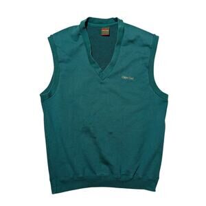 Vintage Cross Creek Green Cape Code‎ Embroidered Sweater V-Neck Vest Size Large